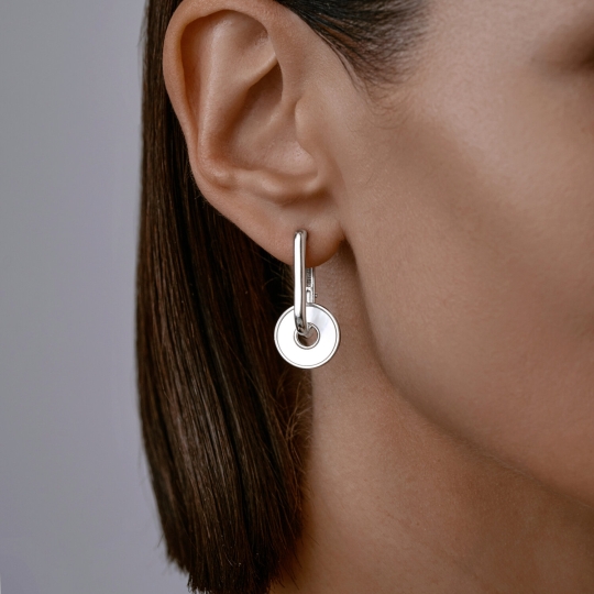 Серьга-кафф из серебра с фианитами "Ящерица"