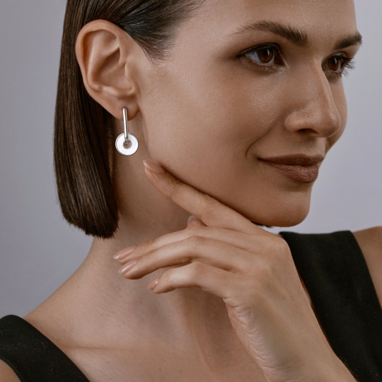 Серьга-кафф из серебра с фианитами "Ящерица"