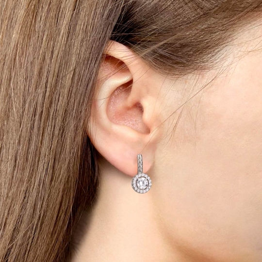 Серьги из серебра с ювелирными кристаллами