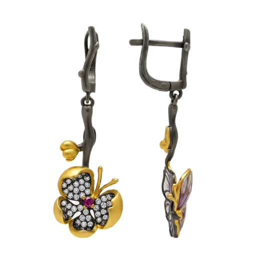 Серьги из серебра с фианитами