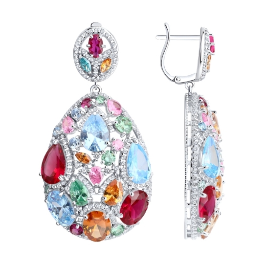 Серьги из серебра с горным хрусталем