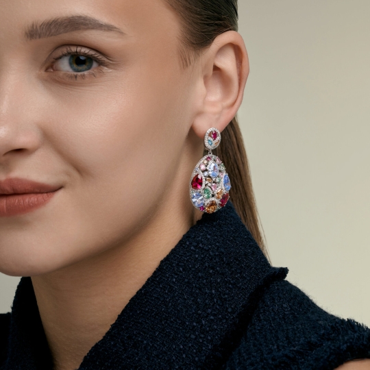 Серьги из серебра с горным хрусталем