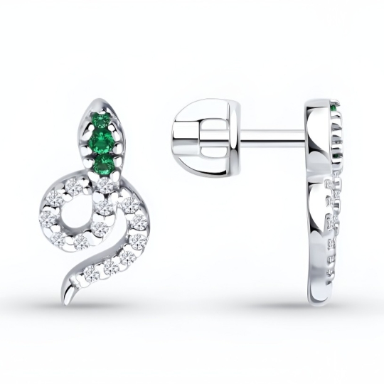 Серьги из серебра с фианитами