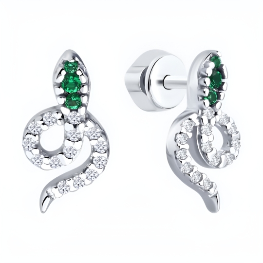 Серьги из серебра с фианитами
