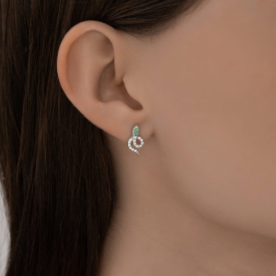 Серьги из серебра с фианитами