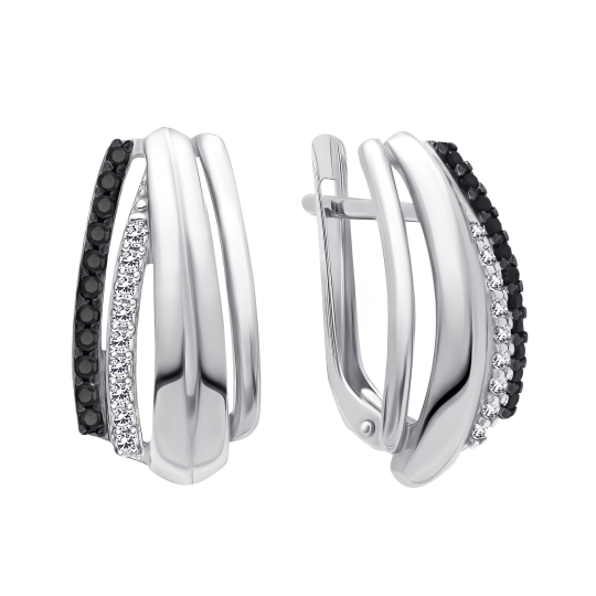 Серьги из серебра с фианитами