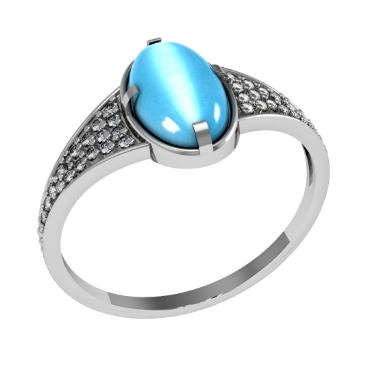 Серьги из серебра с кошачьим глазом и фианитами