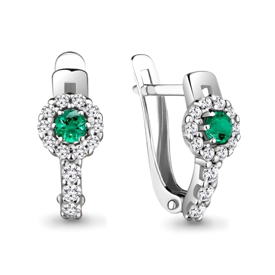 Серьги из серебра с ювелирными кристаллами и фианитами