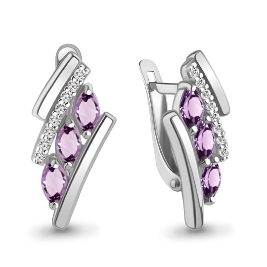 Серьги из серебра с фианитами