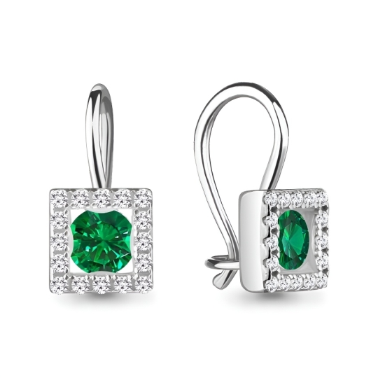 Серьги из серебра с фианитами, покрытие Вермель золото 999 пробы