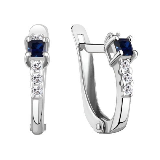 Серьги из серебра с эмалью и фианитами