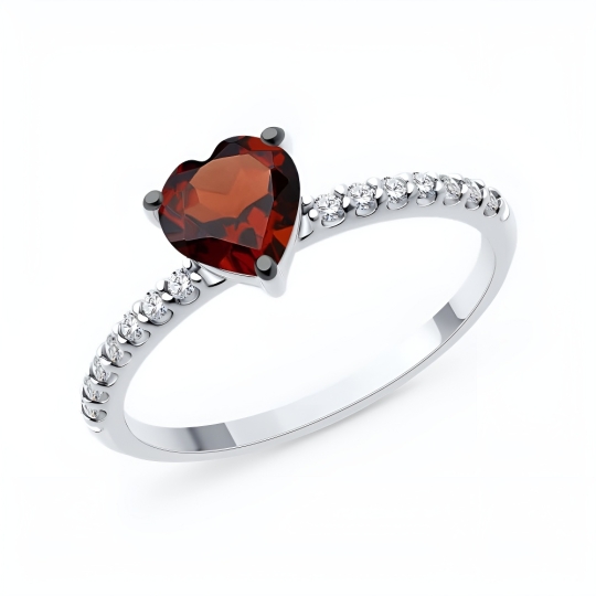 Серьги из серебра с гранатами и фианитами