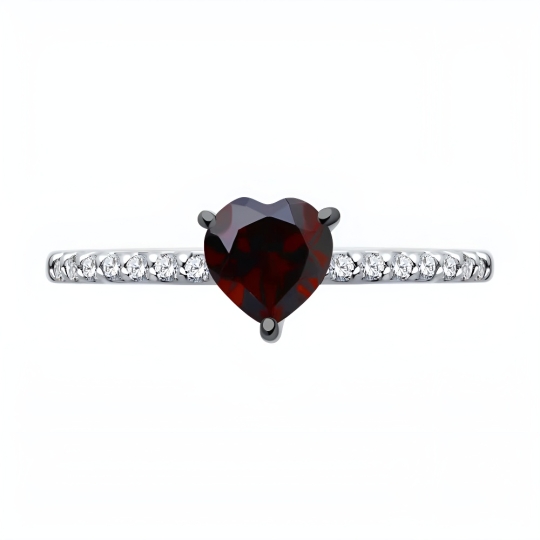 Серьги из серебра с гранатами и фианитами