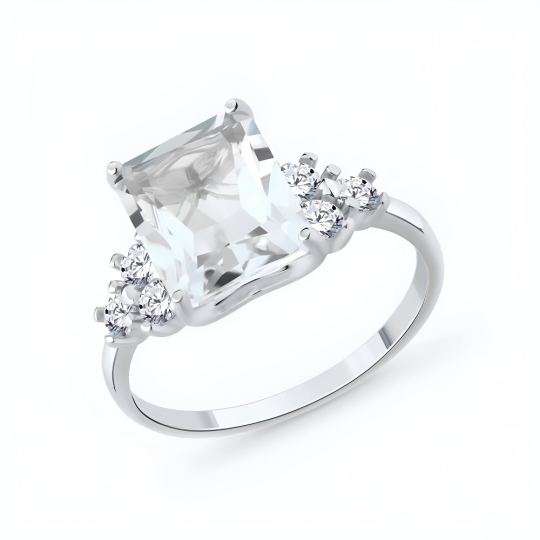 Серьги из серебра с горным хрусталем и фианитами