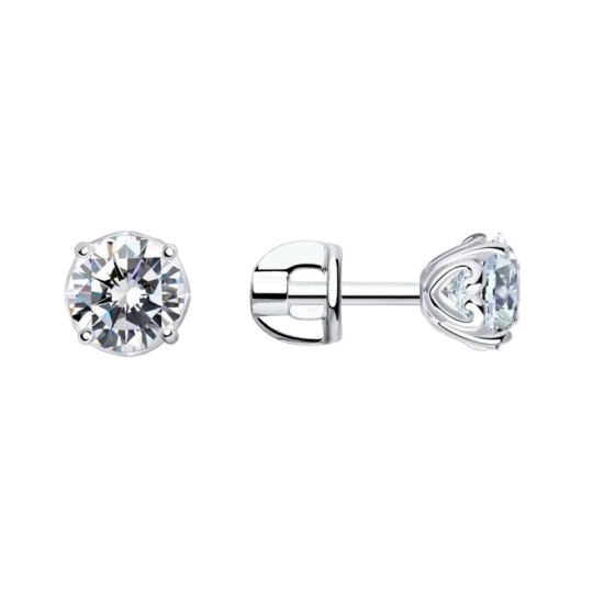 Серьги из серебра с фианитами