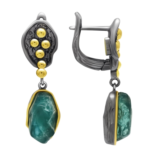 Асимметричные серьги из серебра с фианитами