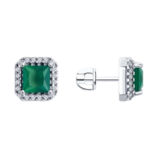 Серьга из серебра с фианитами 