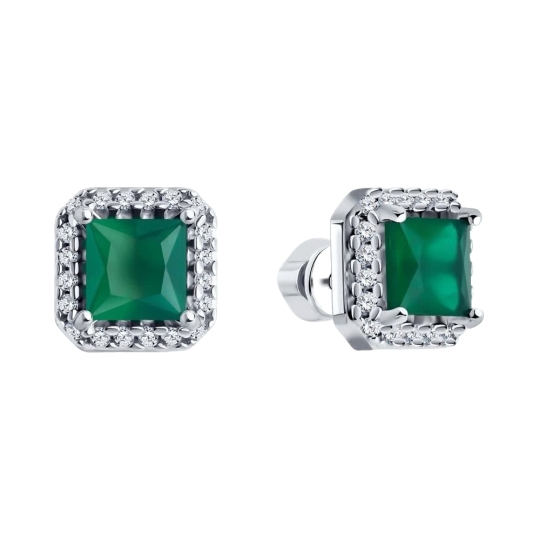 Серьга из серебра с фианитами 