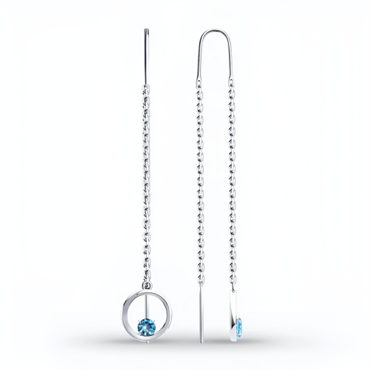 Серьги из серебра с фианитами 
