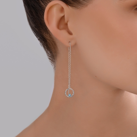 Серьги из серебра с фианитами 