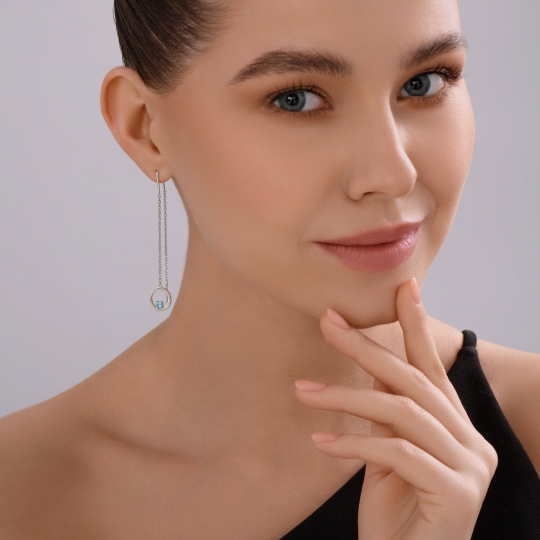 Серьги из серебра с фианитами 