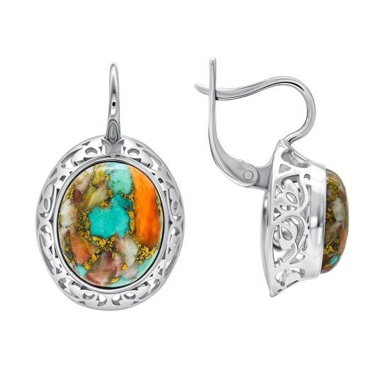 Серьги из серебра с ситаллами и фианитами