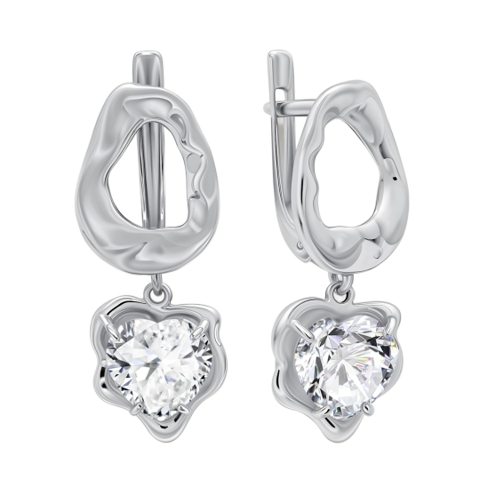 Серьги из серебра с фианитами