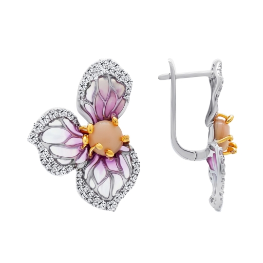 Серьги из серебра с фианитами