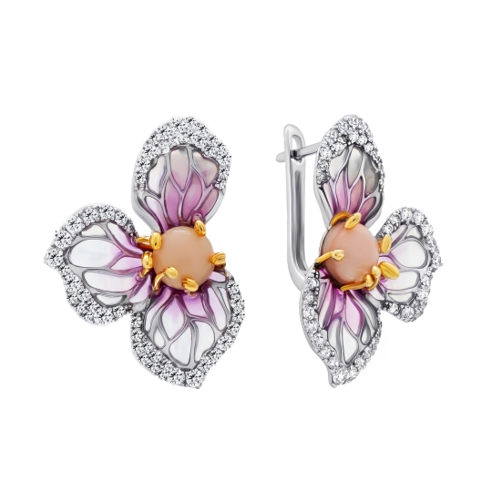 Серьги из серебра с фианитами