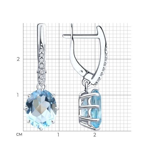 Серьги из серебра с гранатами и фианитами