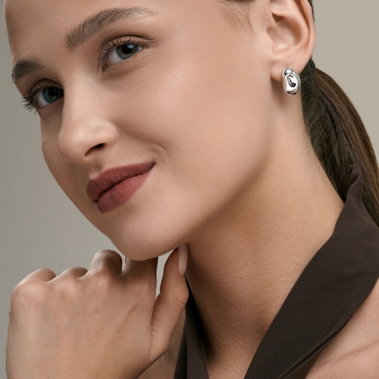 Серьги из серебра с позолотой, цитринами и фианитами