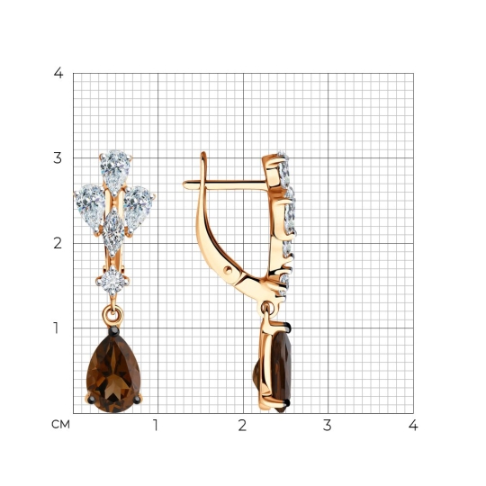 Серьги из серебра с бриллиантами и агатами