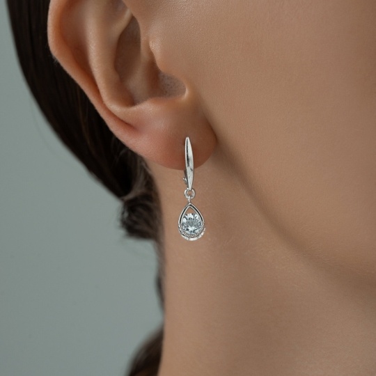 Серьги из серебра с агатами и фианитами