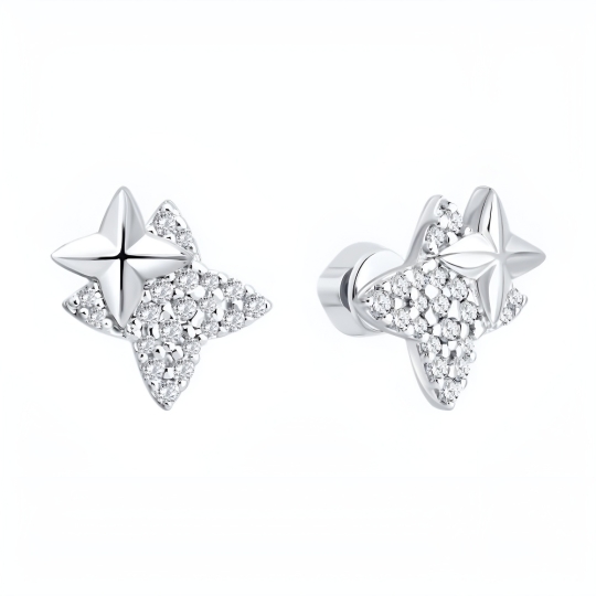 Серьги из серебра с фианитами