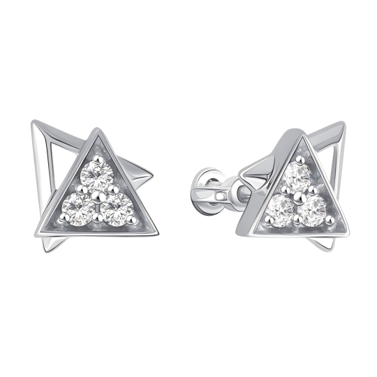 Серьги из серебра с фианитами