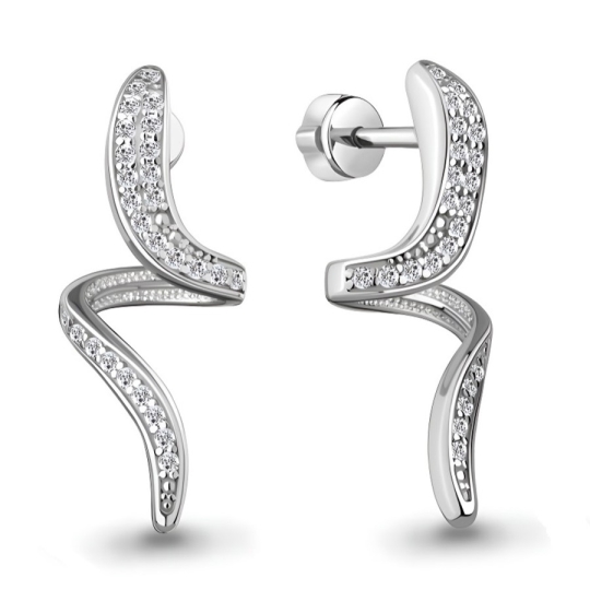 Серьги из серебра с фианитами