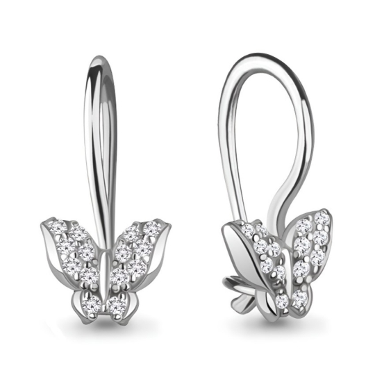 Серьги из серебра с агатами и фианитами