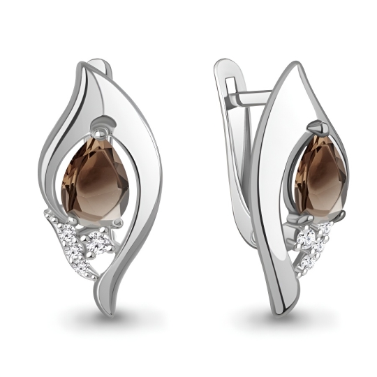 Серьги из серебра с фианитами