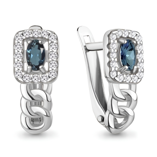 Серьги из серебра с агатами и фианитами