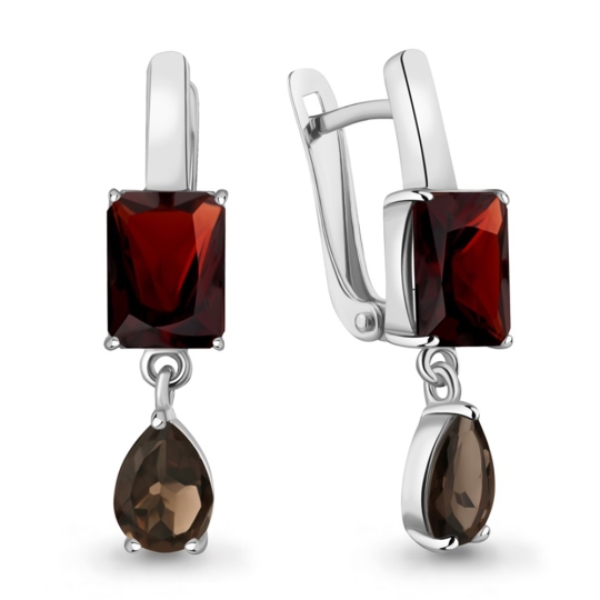 Серьги из серебра с цитринами и хризолитами