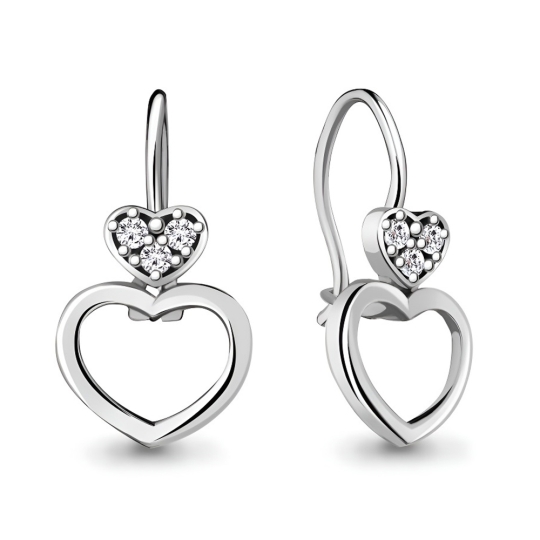 Серьги из серебра с фианитами