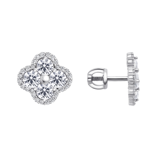 Серьги из серебра с фианитами