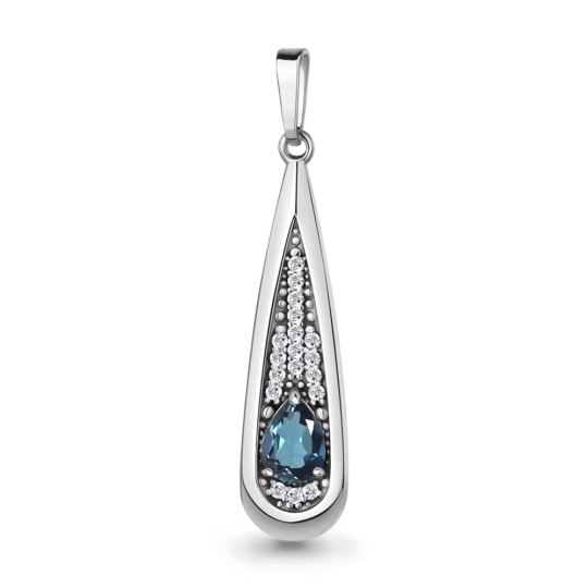 Подвеска из серебра с цитрином и фианитами