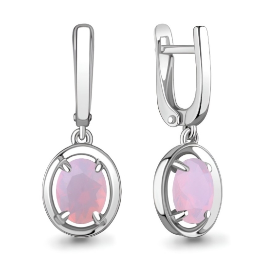 Серьги из серебра с эмалью и фианитами
