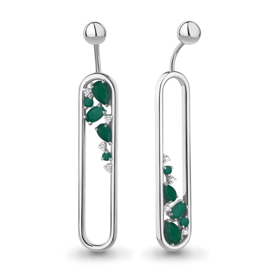 Серьги из серебра с фианитами