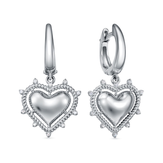 Серьги из серебра с фианитами