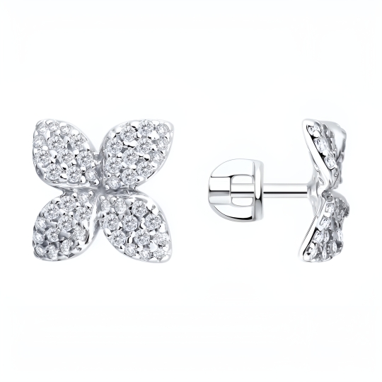 Серьги из серебра с фианитами
