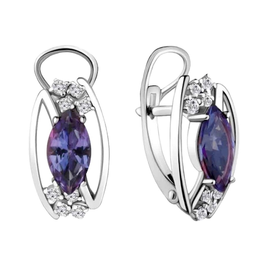 Серьги из серебра с фианитами