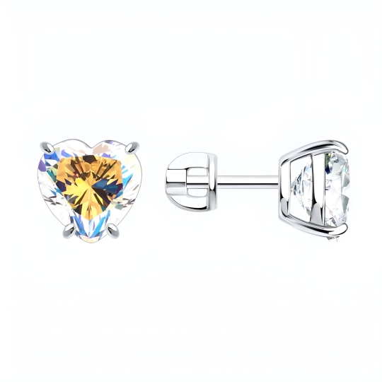 Серьги из серебра с фианитами