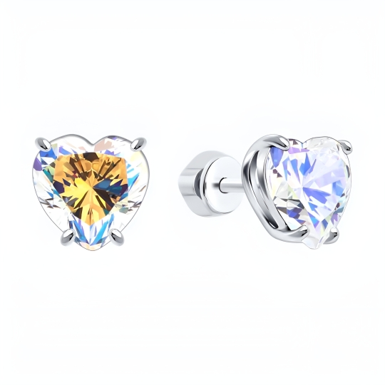Серьги из серебра с фианитами
